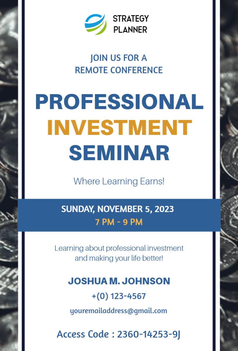 Professional Investment Seminar Business Invitation Template