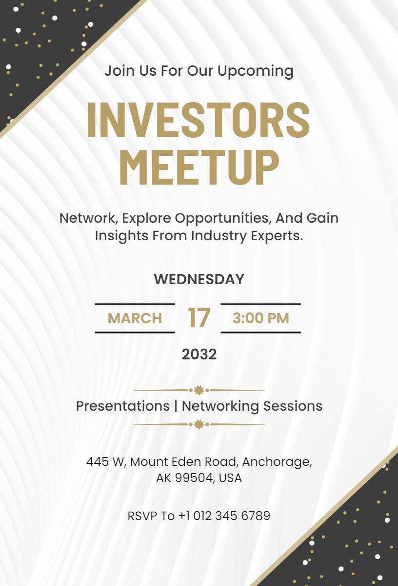 Professional Investors Networking Meetup Business Invitation Template