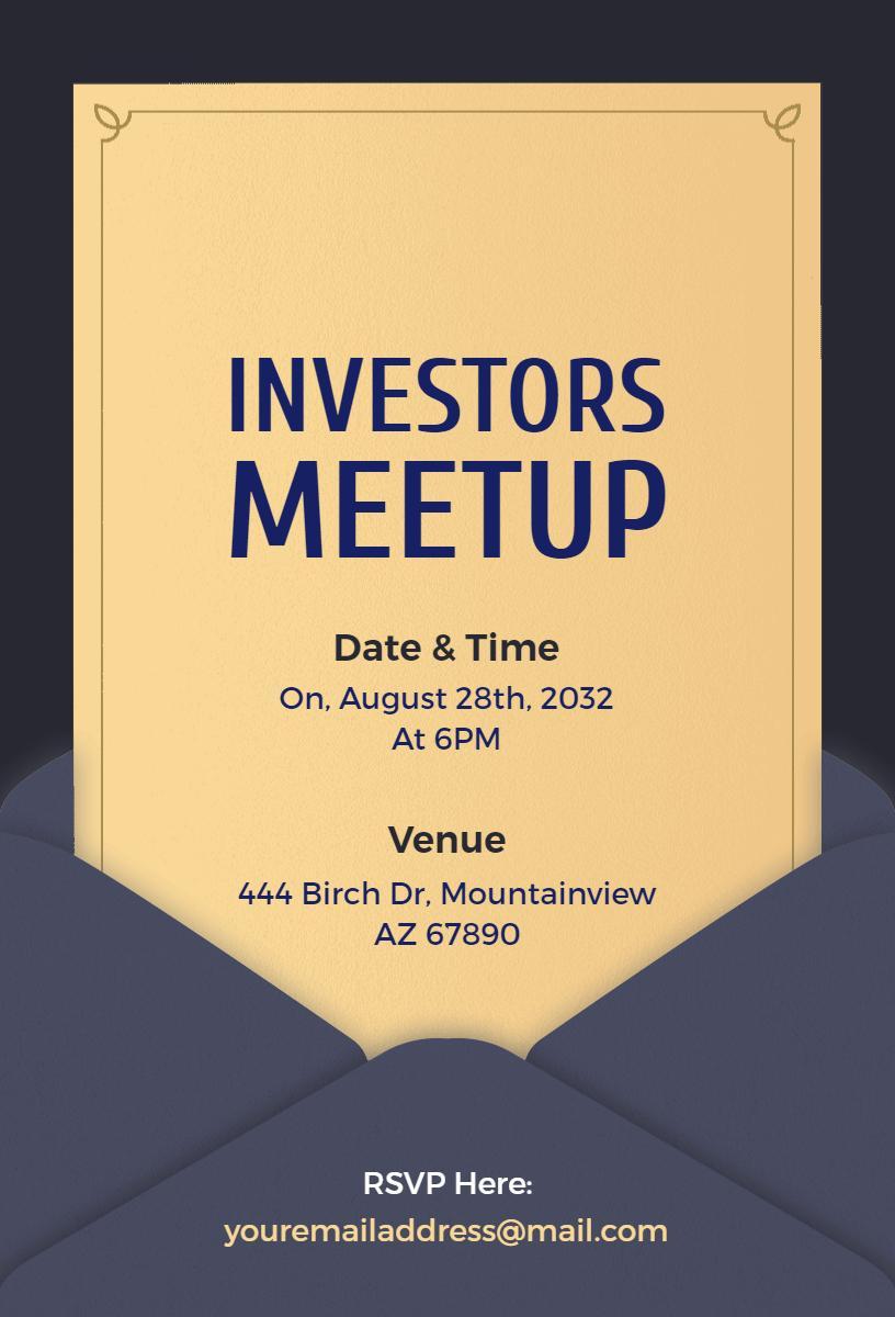 Professional Investors Networking Meetup Invitation Template