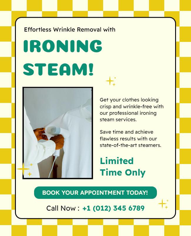 Professional Ironing and Steam Service Flyer Template