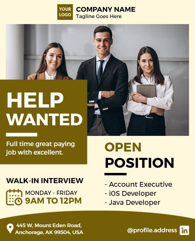 Professional Job Hiring Walk in Interview Flyer Template