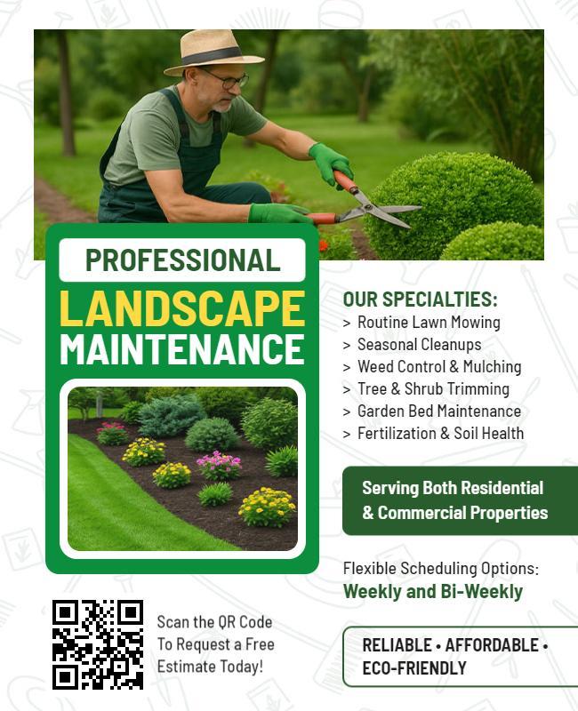 Professional Landscaping Maintenance Service Flyer Template
