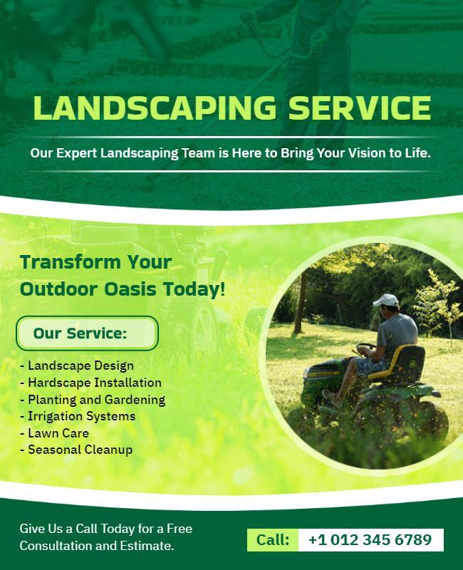 Professional Landscaping Service Promotion Flyer Template