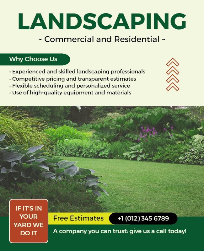 Professional Landscaping Services Promotional Flyer Template