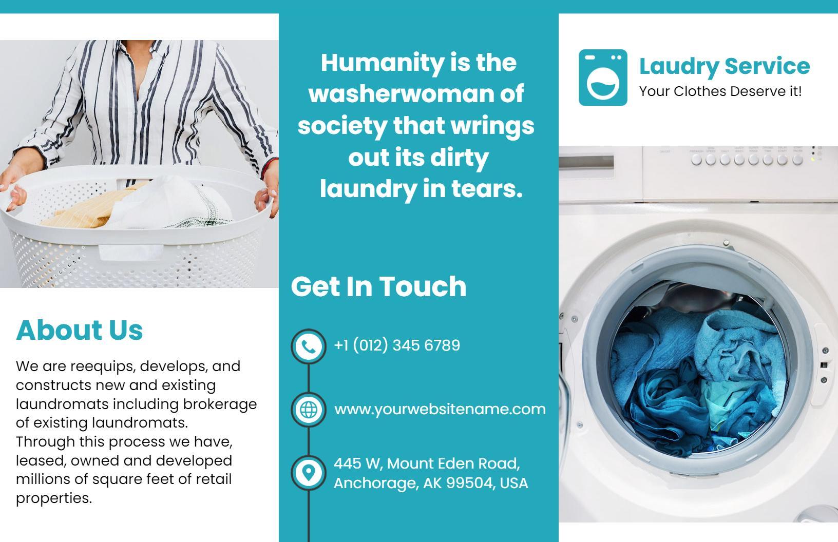 Professional Laundry Service and Cleaning Solutions Brochure Template