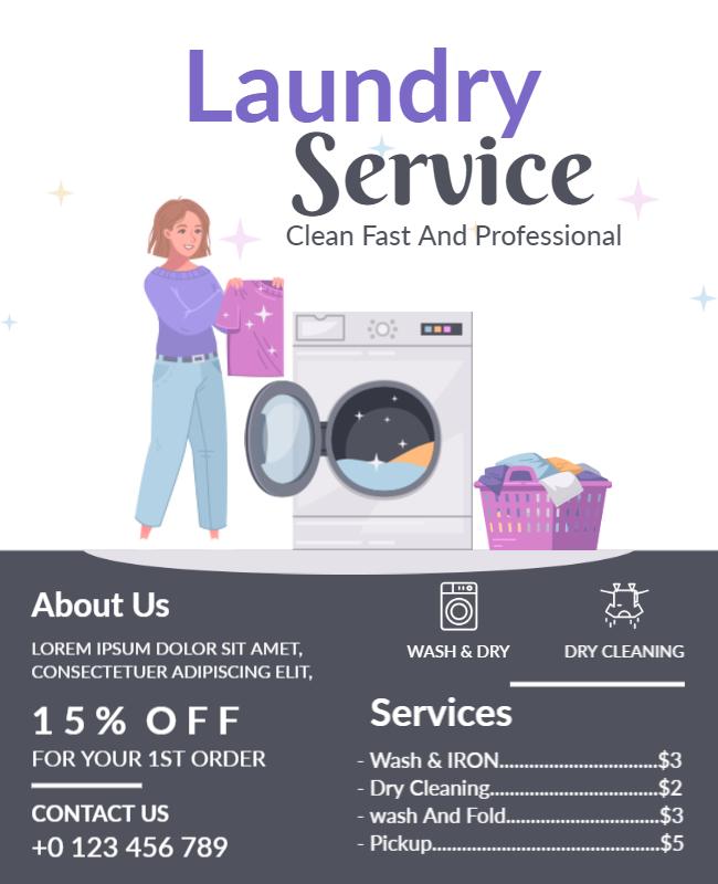 Professional Laundry Service Promotion Flyer Template