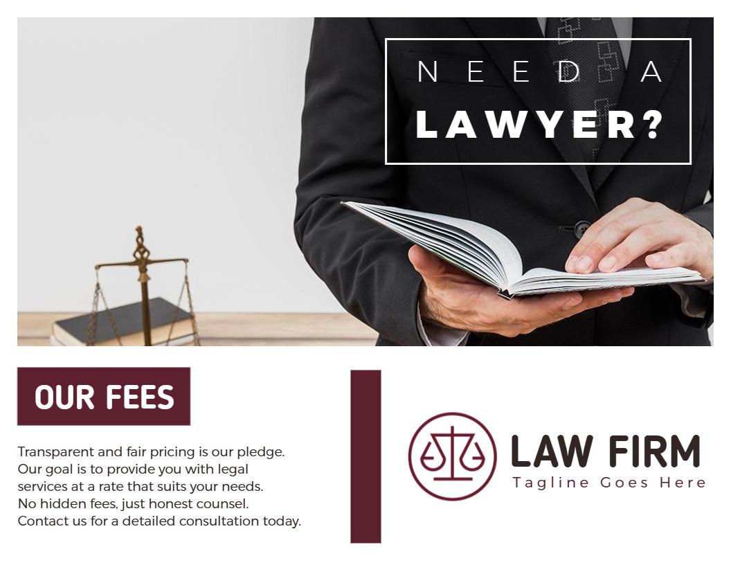 Professional Law Firm Legal Services and Fee Structure Brochure Template
