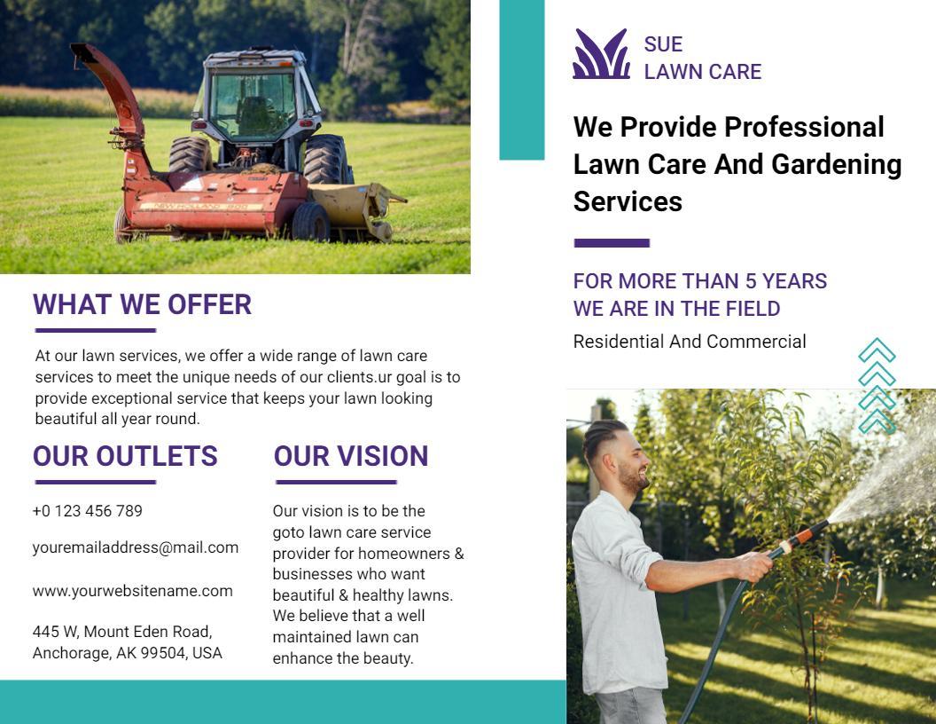 Professional Lawn Care Services and Gardening Solutions Brochure Template
