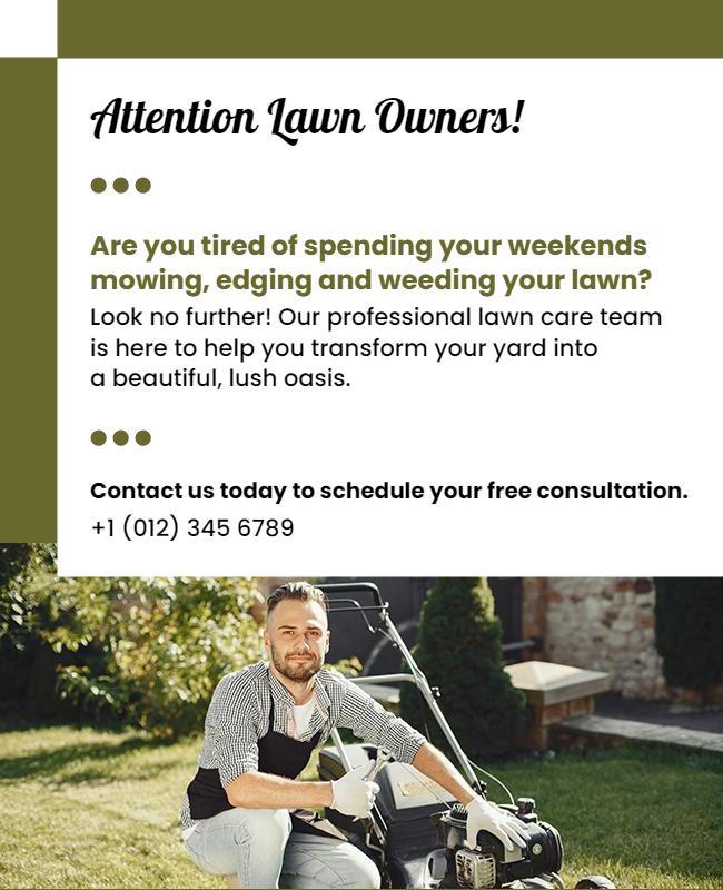 Green Lawn Care Services Consultation Flyer Template