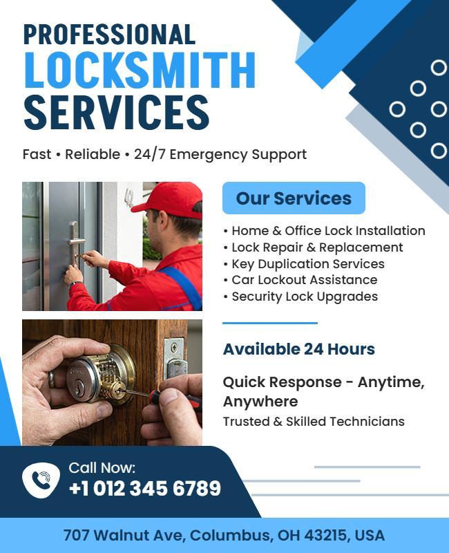 Professional Locksmith Services Advertisement Poster Template