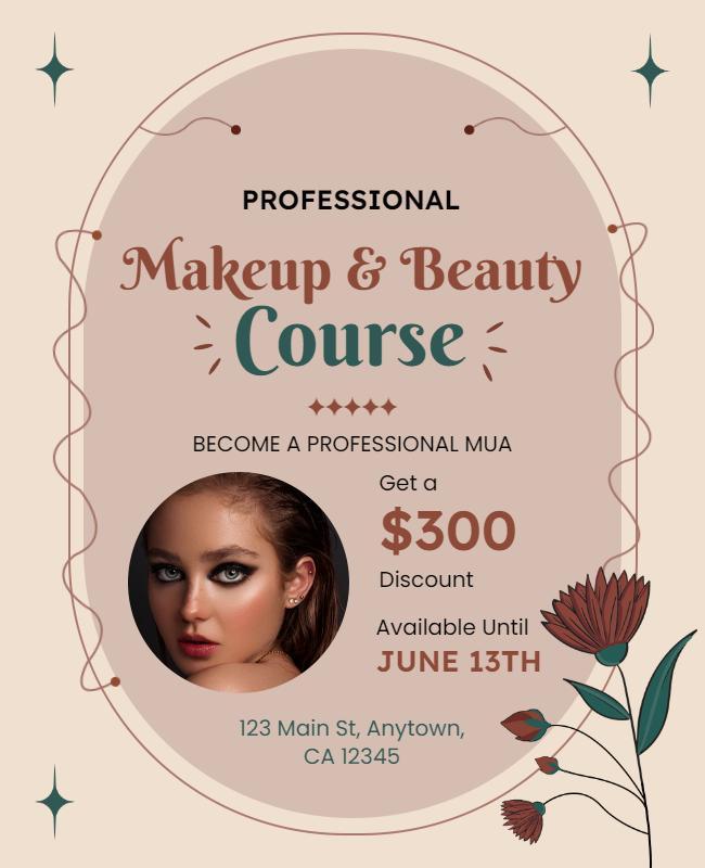 Professional Makeup and Beauty Course Flyer Template