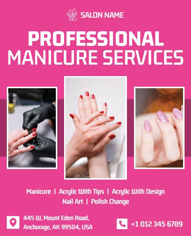 Professional Manicure Services Salon Flyer Template