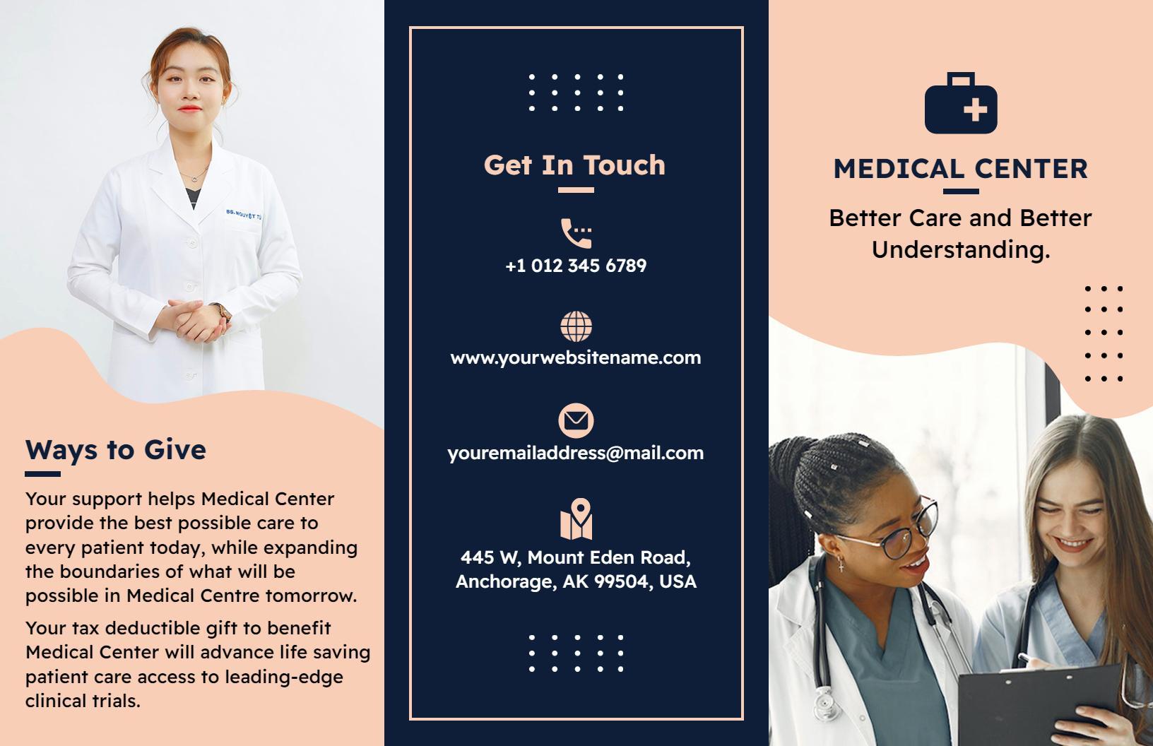 Professional Medical Center Patient Care and Services Brochure Template