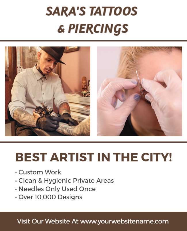 Professional Minimalist Tattoo and Piercing Studio Poster Template