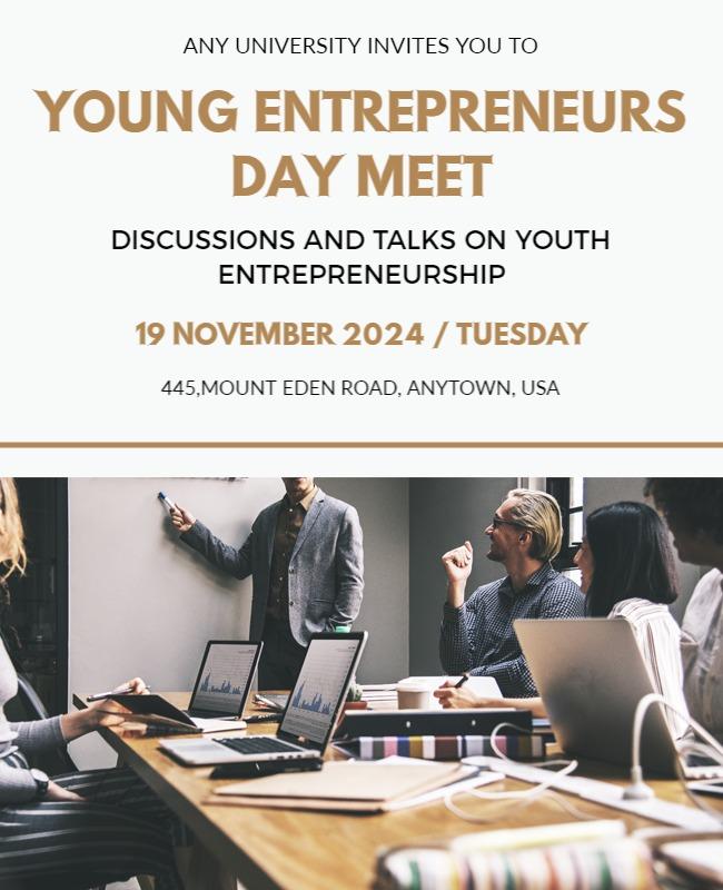 Professional Minimalist Youth Entrepreneurs Day Meet Poster Template