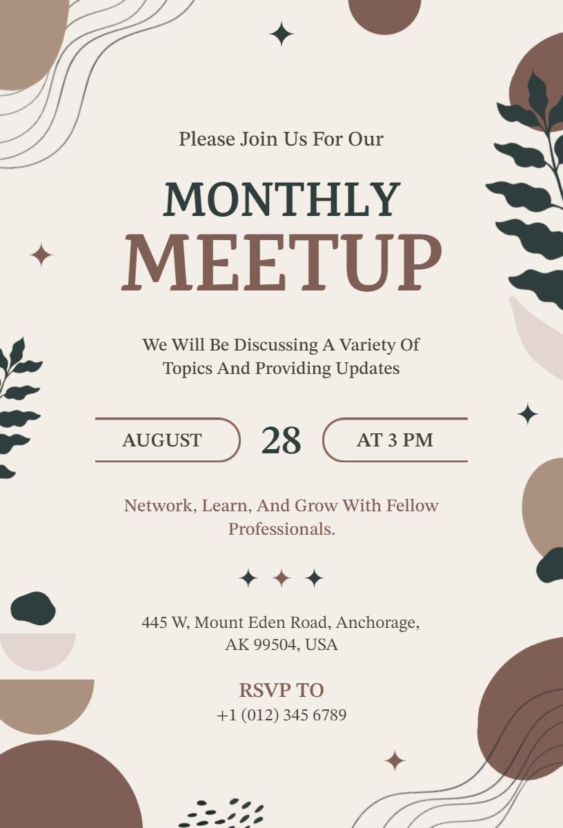 Professional Monthly Business Meetup Collaboration Invitation Template