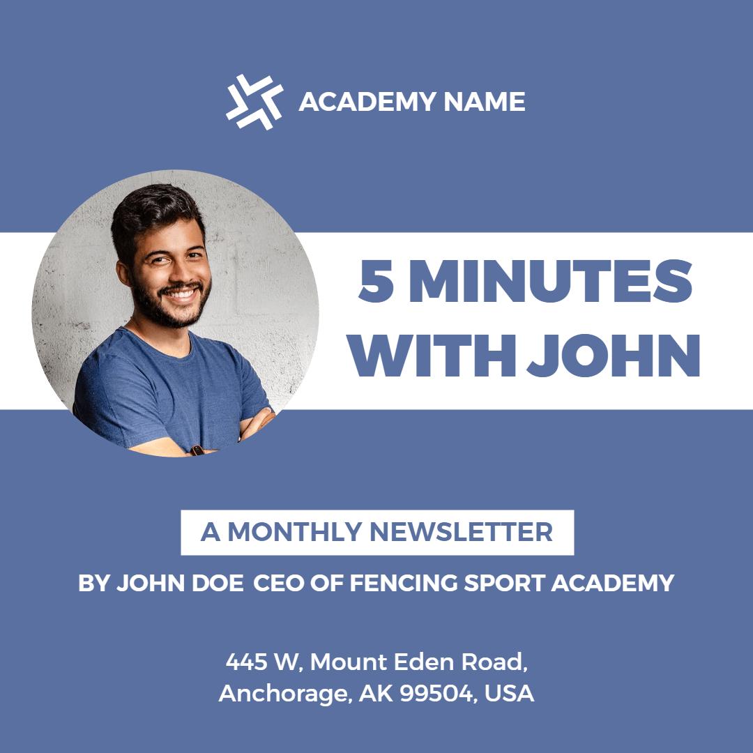 Professional Monthly Newsletter Feature for Fencing Academy Ad Template