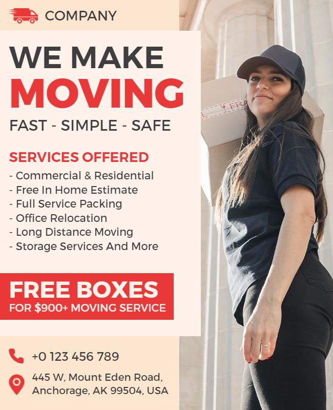 Professional Moving Services Promotion Flyer Template