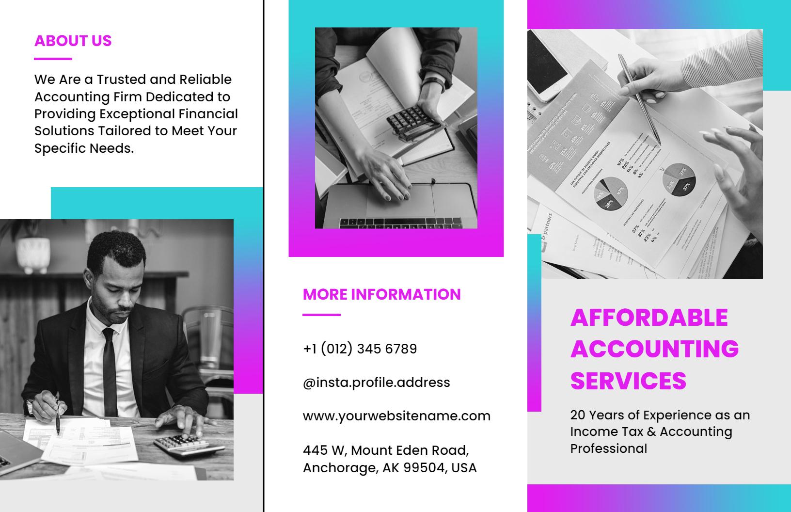 Professional Multi-Section Affordable Accounting Services Brochure Template