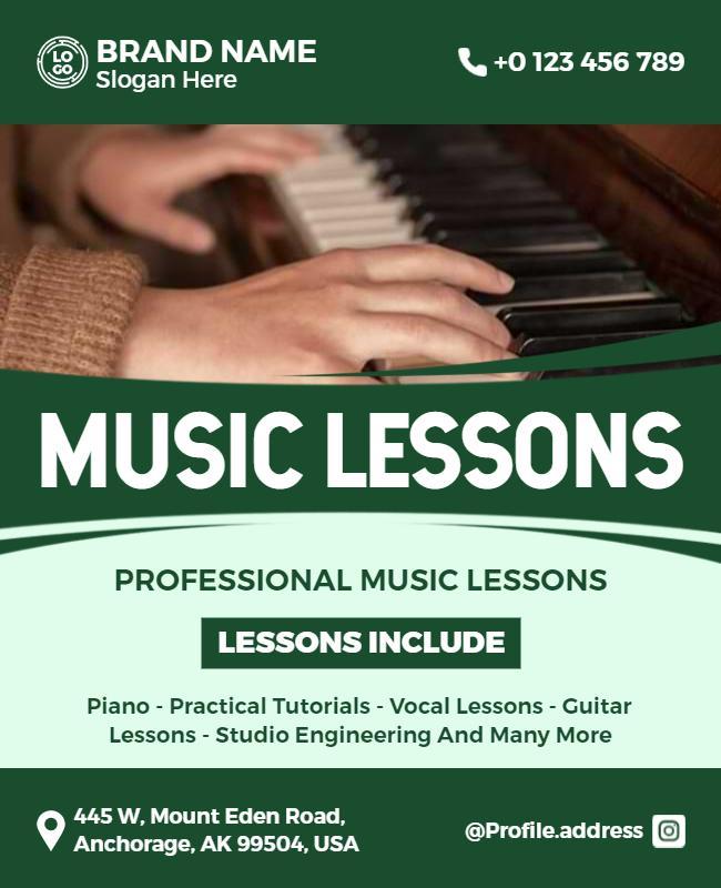 Professional Music Lessons Promotional Flyer Template