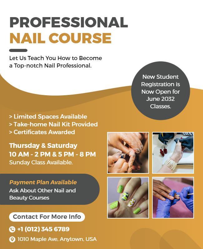 Professional Nail Course Enrollment Flyer Template