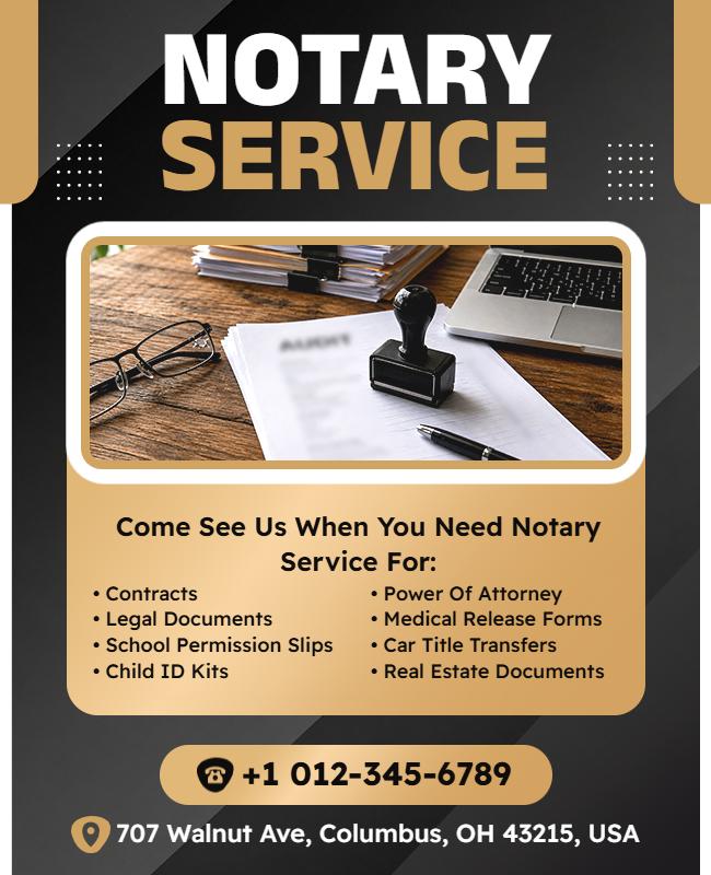 Professional Notary Services Available Poster Template