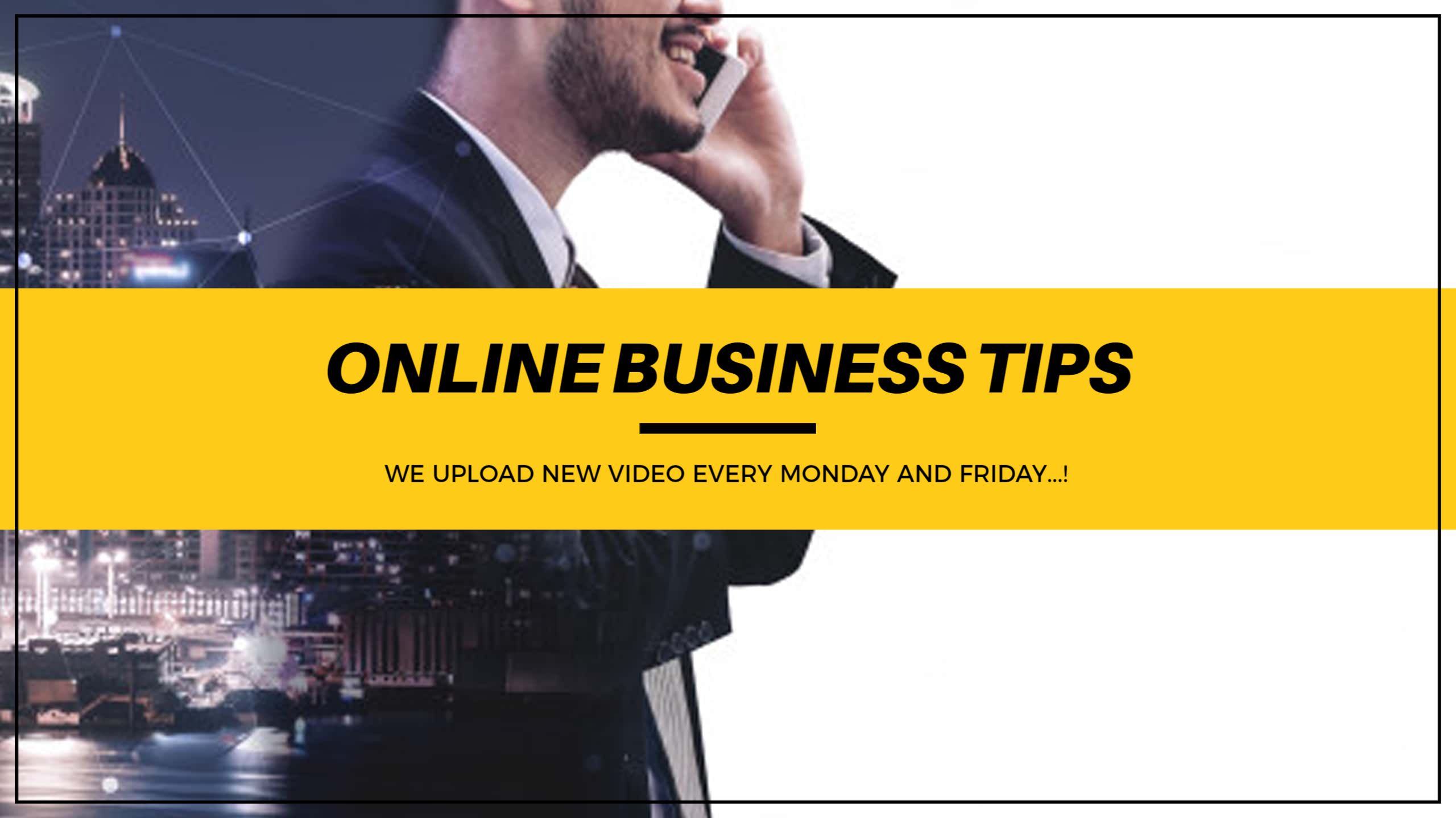 Professional Online Business Tips with Cityscape Background Banner Template