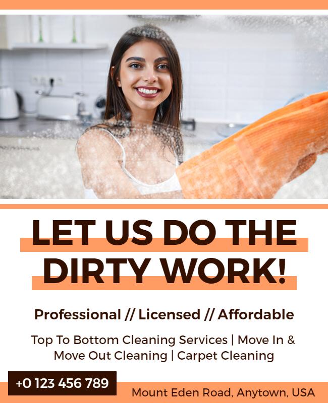 Professional Orange Home Cleaning Service Promotional Poster Template