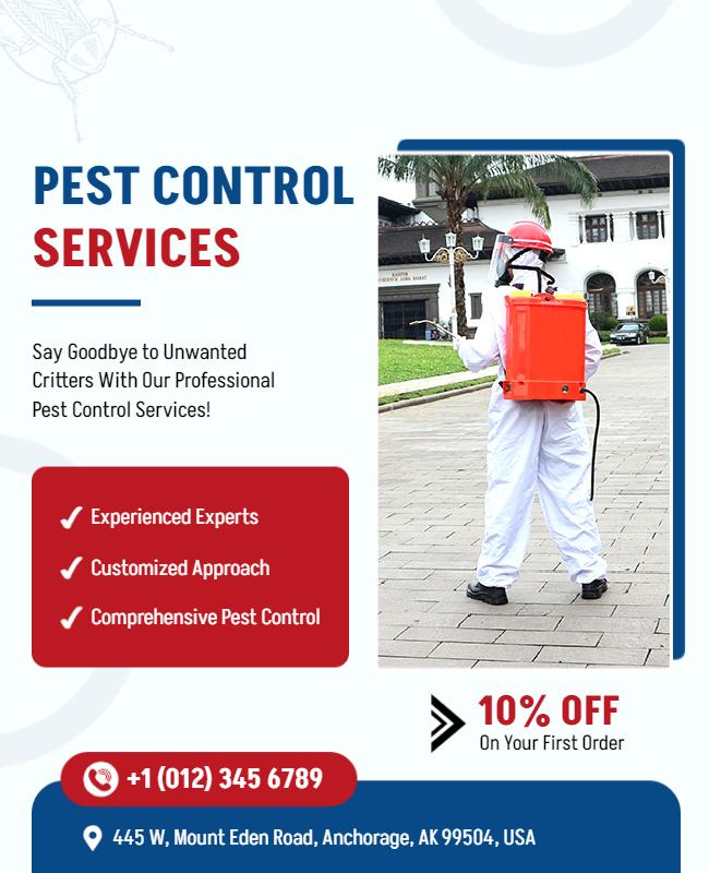 Professional Pest Control Services Promotion Flyer Template