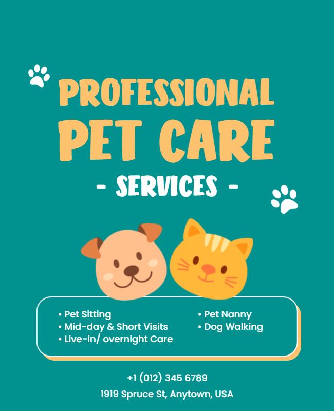 Professional Pet Care Services Flyer Template