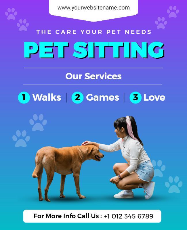 Professional Pet Sitting Services Flyer Template