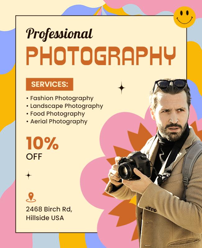 Vibrant Colorful Photography Services Promotion Flyer Template