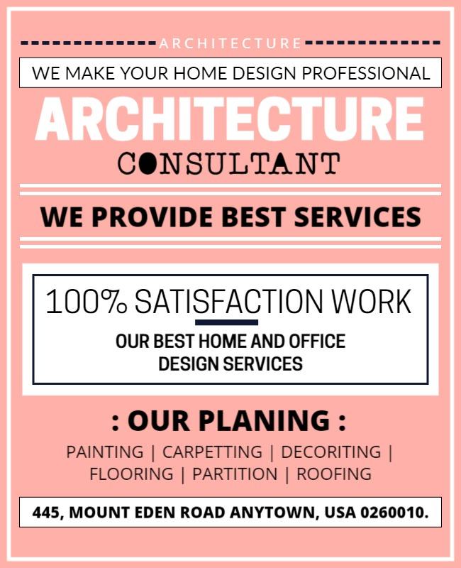 Professional Pink Architecture Consultant Services Poster Template