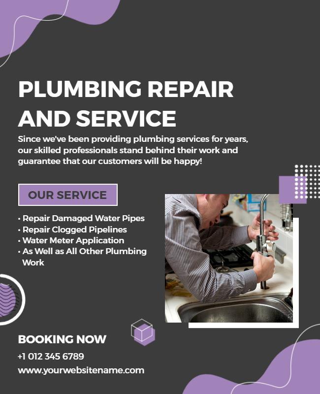 Professional Plumbing Repair and Service Flyer Template