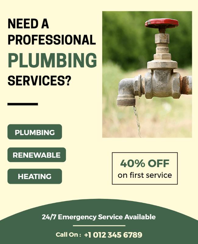 Professional Plumbing Services Promotional Flyer Template