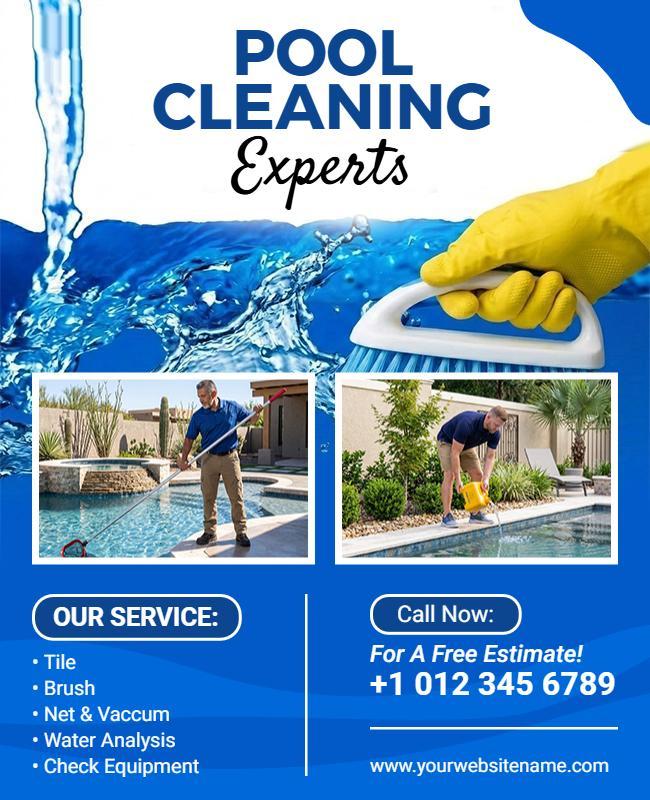 Professional Pool Cleaning Experts Promotional Flyer Template