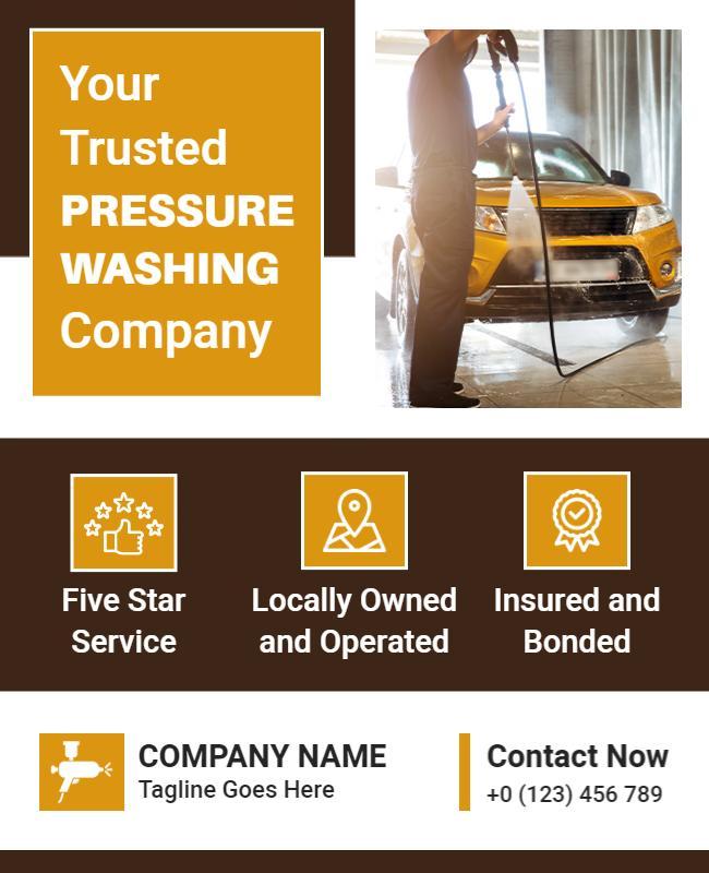 Professional Yellow Pressure Washing Service Flyer Template