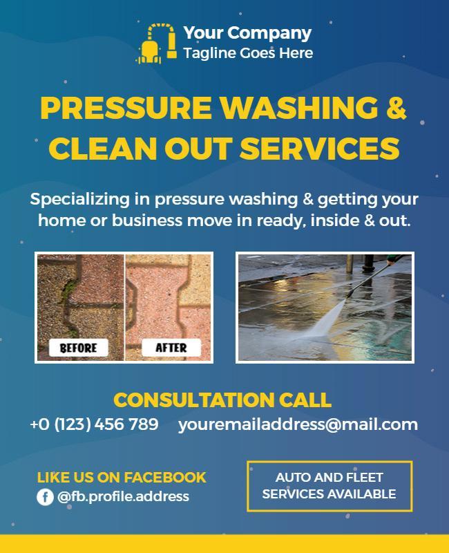 Professional Pressure Washing Services Advertising Flyer Template