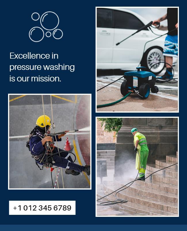 Professional Blue Pressure Washing Services Flyer Template