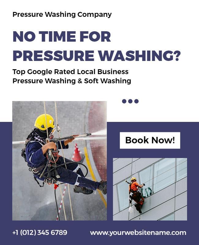 Dynamic Blue Pressure Washing Services Promotion Flyer Template