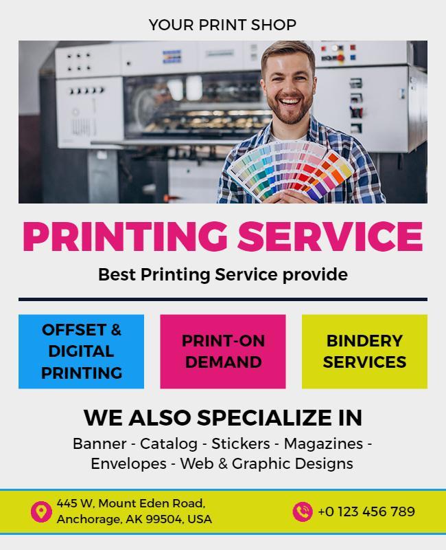 Colorful Modern Printing Service Business Flyer Template