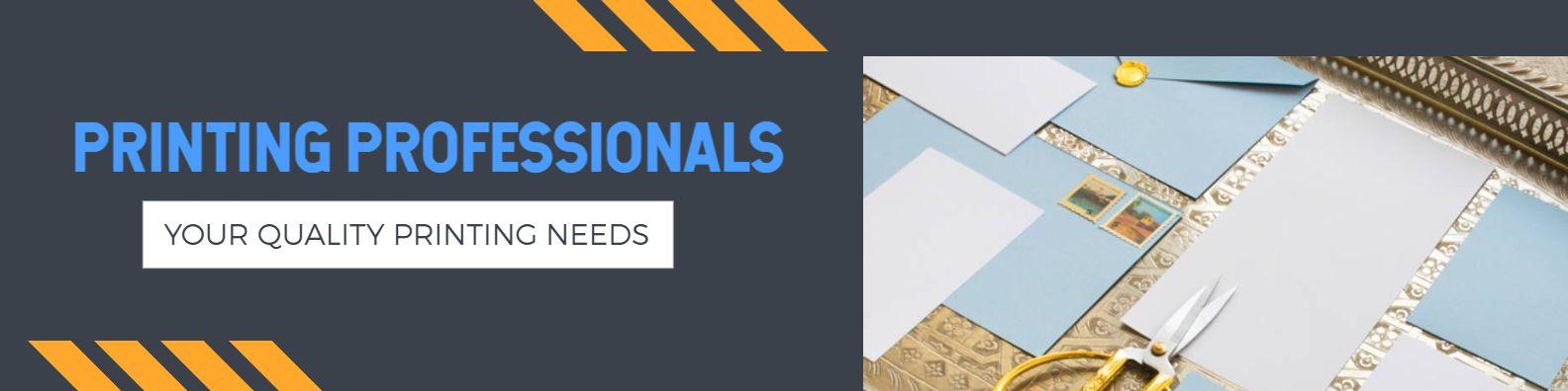 Professional Printing Services with Blue and Gray Theme LinkedIn Banner Template