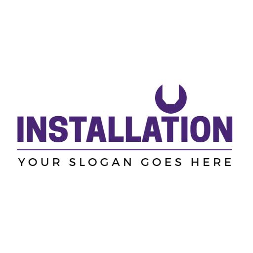 Professional Purple and White Installation Services Logo Template