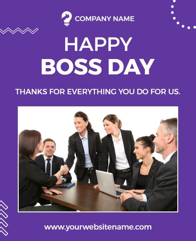 Professional Purple Boss Day Appreciation Poster Template