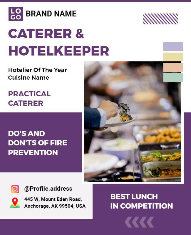 Professional Purple Caterer and Hotelkeeper Event Poster Template