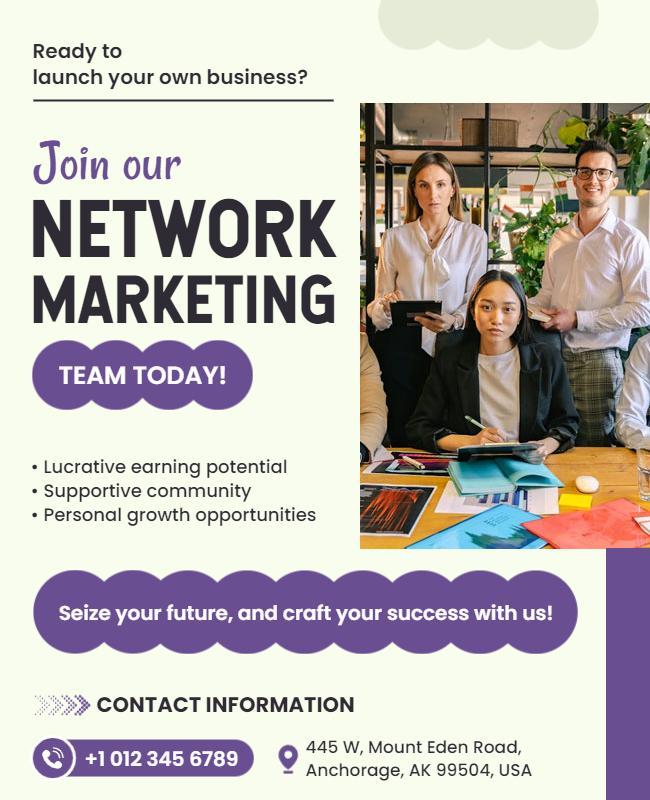 Professional Purple Network Marketing Recruitment Poster Template