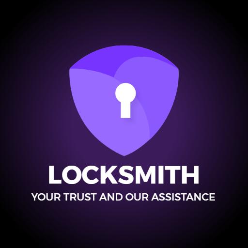 Professional Purple Shield Representing Reliable Locksmith Logo Template