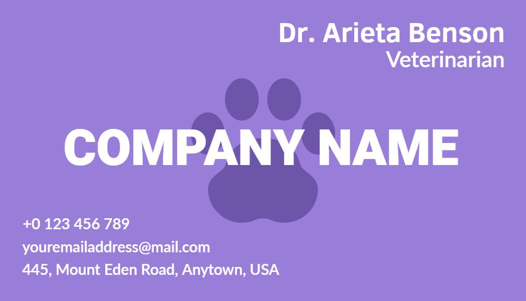 Professional Purple Veterinarian Services Business Card Template