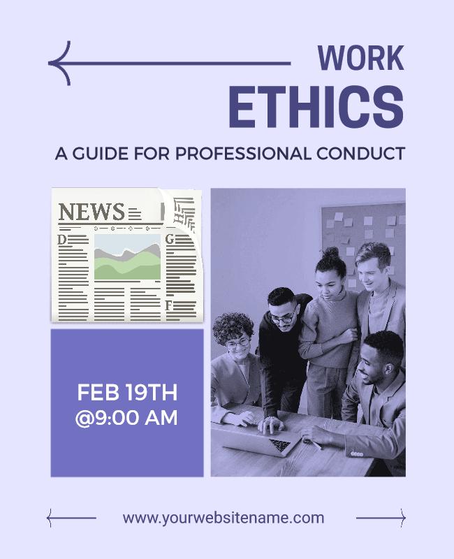 Professional Purple Work Ethics Training Session Poster Template