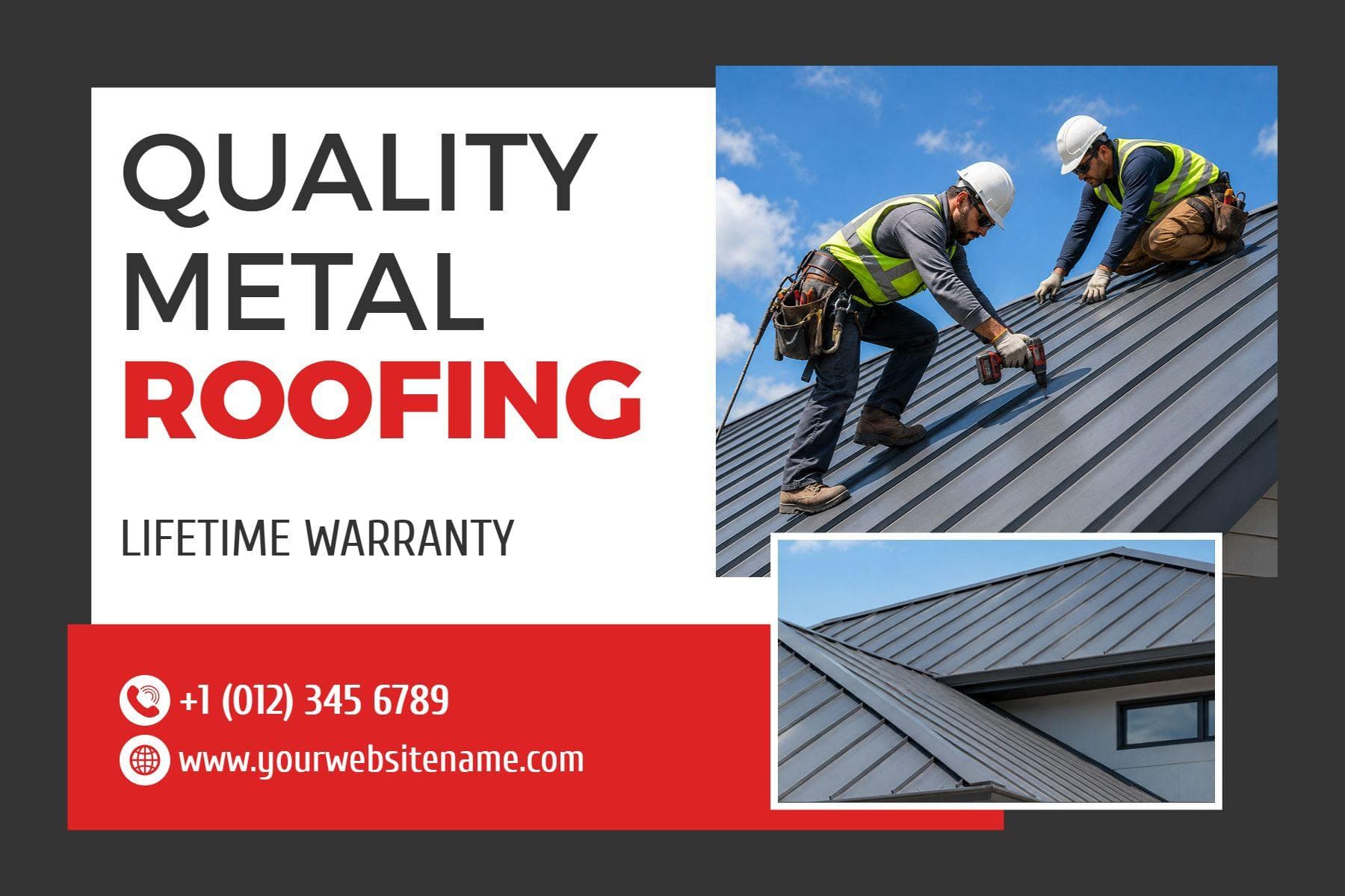 Professional Quality Metal Roofing Services Postcard Template